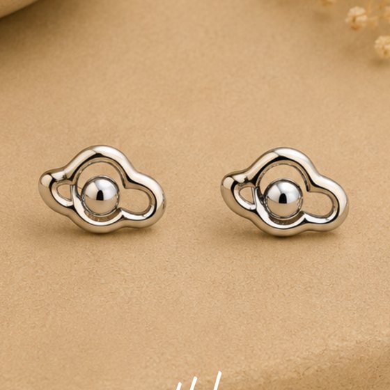 Silver Abstract Swirl Knot Stud Earrings