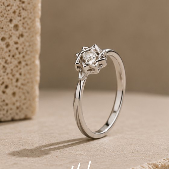 Silver Starburst Geometric Square CZ Ring