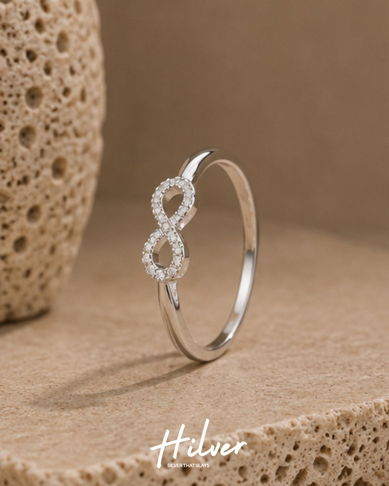 Silver Micro CZ Infinity Loop Bypass Ring, view 1
