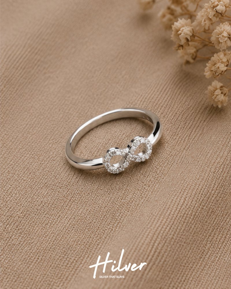 Silver Micro CZ Infinity Loop Bypass Ring, view 2