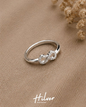 Silver Micro CZ Infinity Loop Bypass Ring, view 2