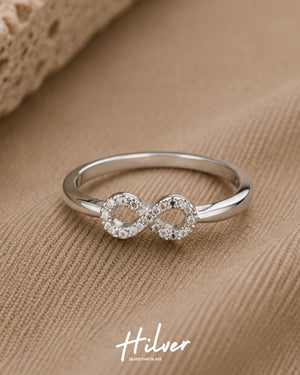 Silver Micro CZ Infinity Loop Bypass Ring, view 3