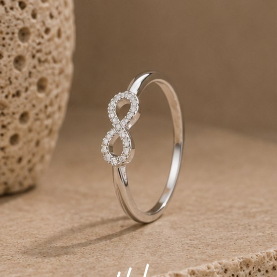 Silver Micro CZ Infinity Loop Bypass Ring