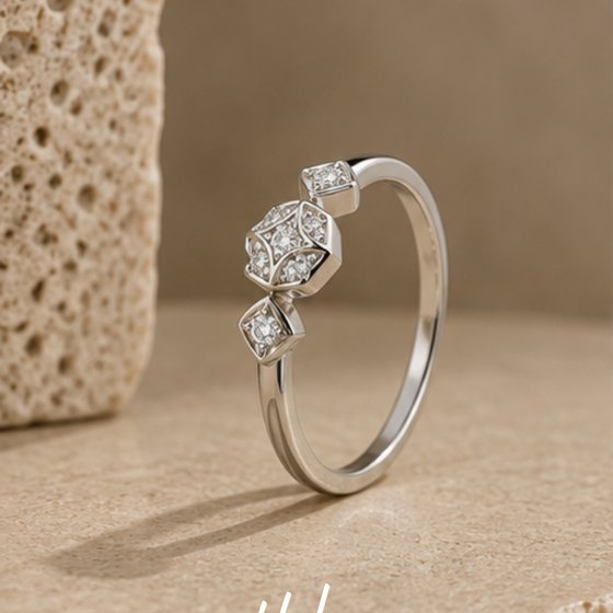 Silver Vintage Cushion Three-Stone CZ Ring