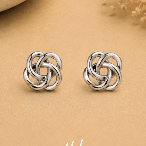Silver Four-Loop Swirl Knot Stud Earrings