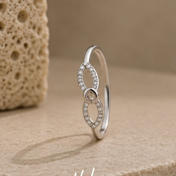Silver Intricate Infinity Knot CZ Pave Band Ring