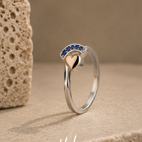 Silver Blue CZ Arc Polished Heart Ring