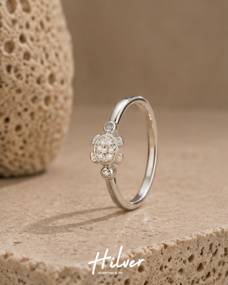 Silver Micro Pave CZ Fish Motif Ring, view 1