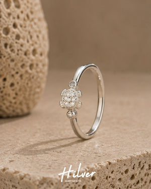 Silver Micro Pave CZ Fish Motif Ring, view 1