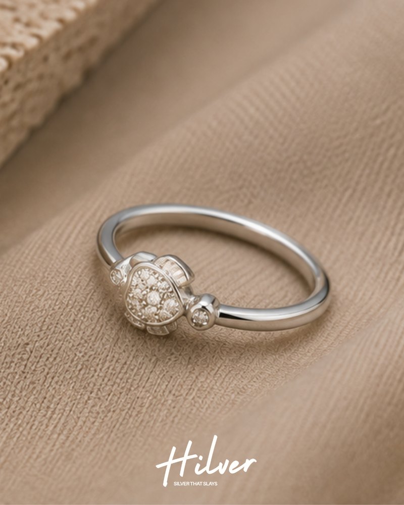 Silver Micro Pave CZ Fish Motif Ring, view 3