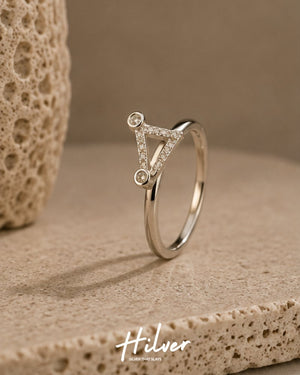 Silver Double Parallel CZ Bar Bypass Ring, view 1